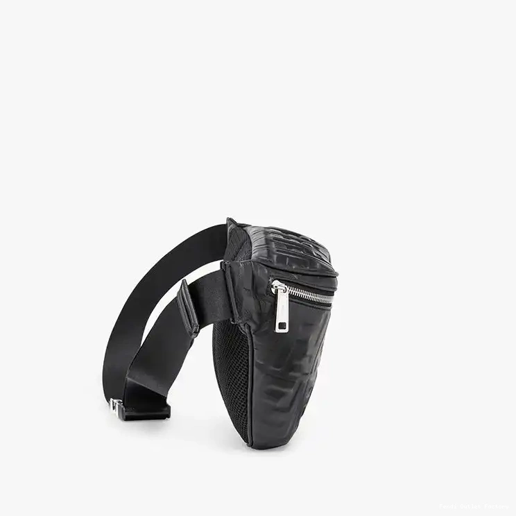 Affordable HOT Fendi Motif Leather FF Bag Nappa Belt Black In 0512